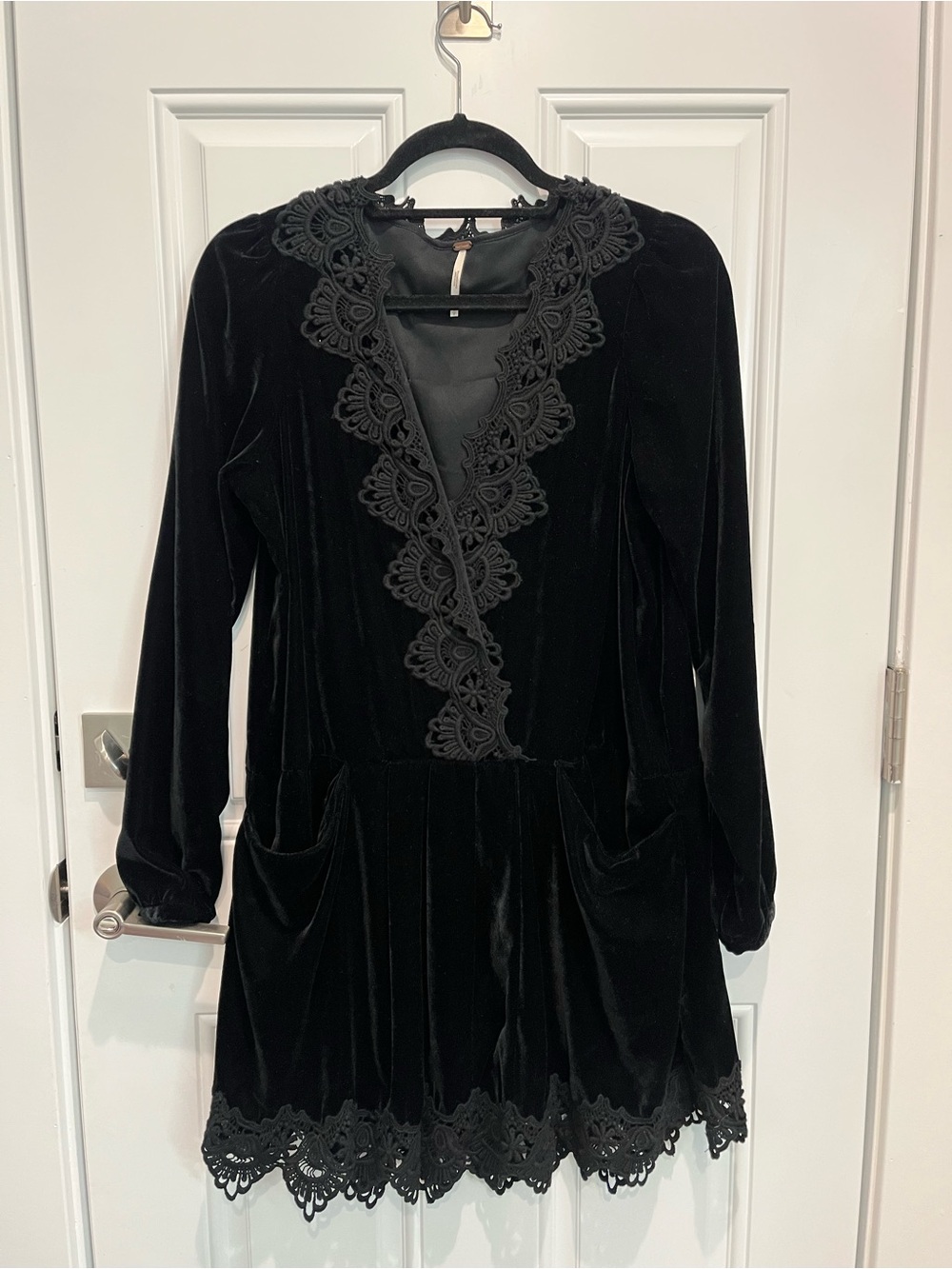 Free People Black Crochet-Trim Dress